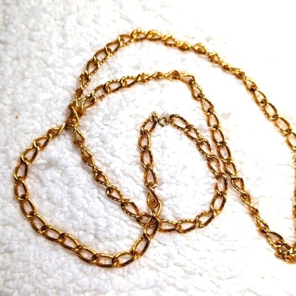 Vintage Napier Goldtone Chain Link Necklace w/ Brass Tin Container - Picture 6 of 13